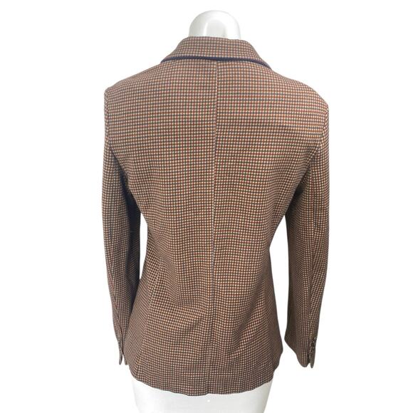 Circolo 1901 Brown Houndstooth Long Sleeve Pocket Blazer Coat Suit Jacket Size 8 - Picture 2 of 4